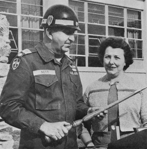 Colonel Robert B. Nett and his wife   at the dedication of a Memorial to him for his guidance, strength and bravery.